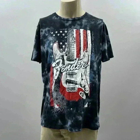Fender Tie-Dye Guitar Graphic Tee Men Size XL Skate Casual Band Music - Picture 1 of 7